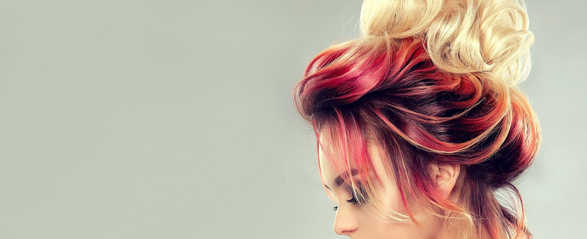 Mulher Com Cabelo Colorido E Coque