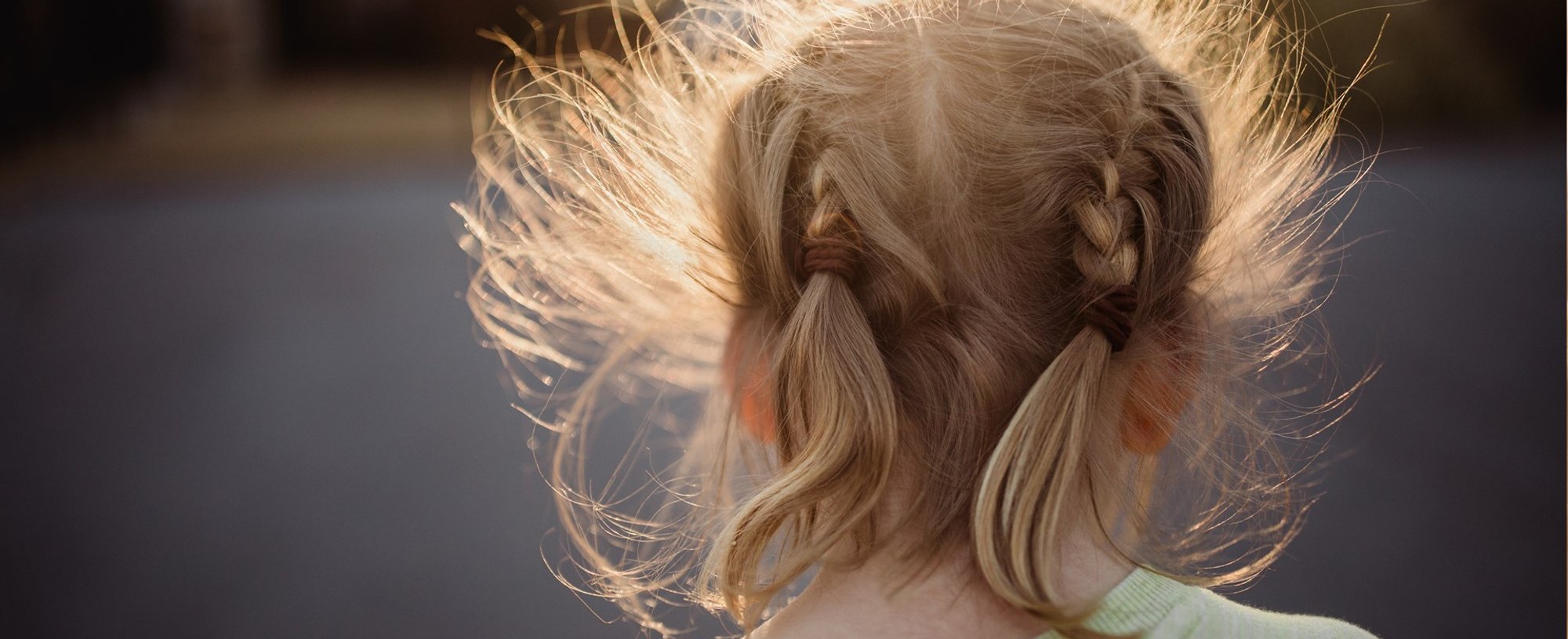 Modelo de costas com cabelo loiro com frizz