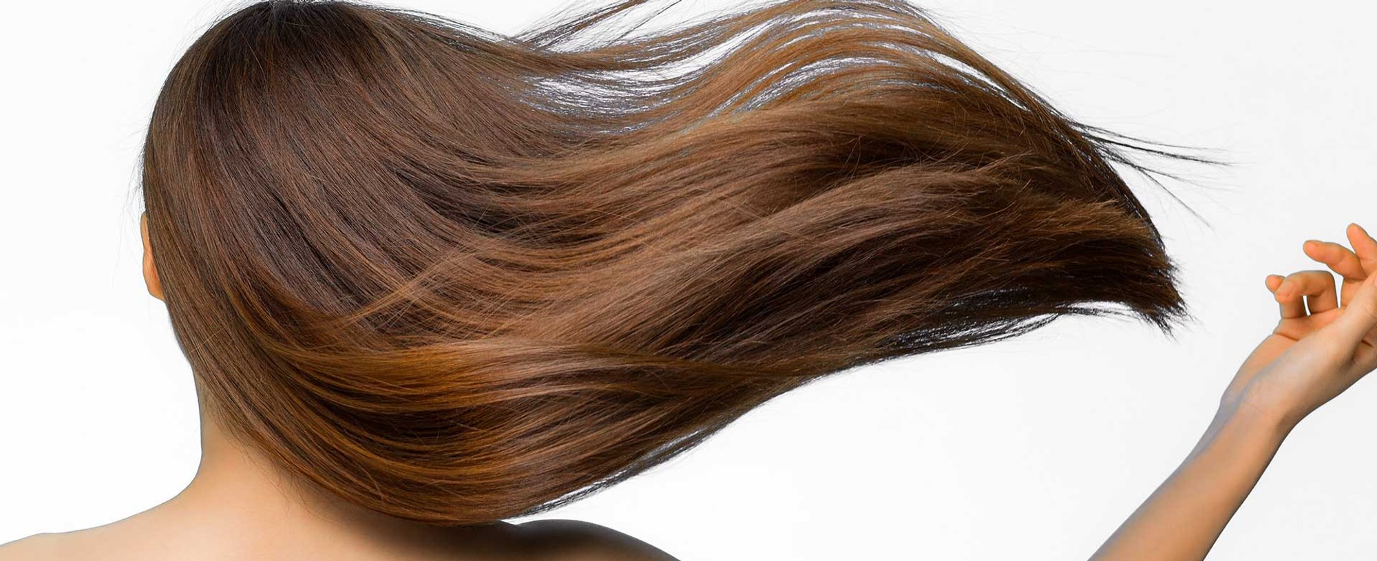 Modelo Com Cabelo Castanho Volumoso Jogando Ele Pros Lados