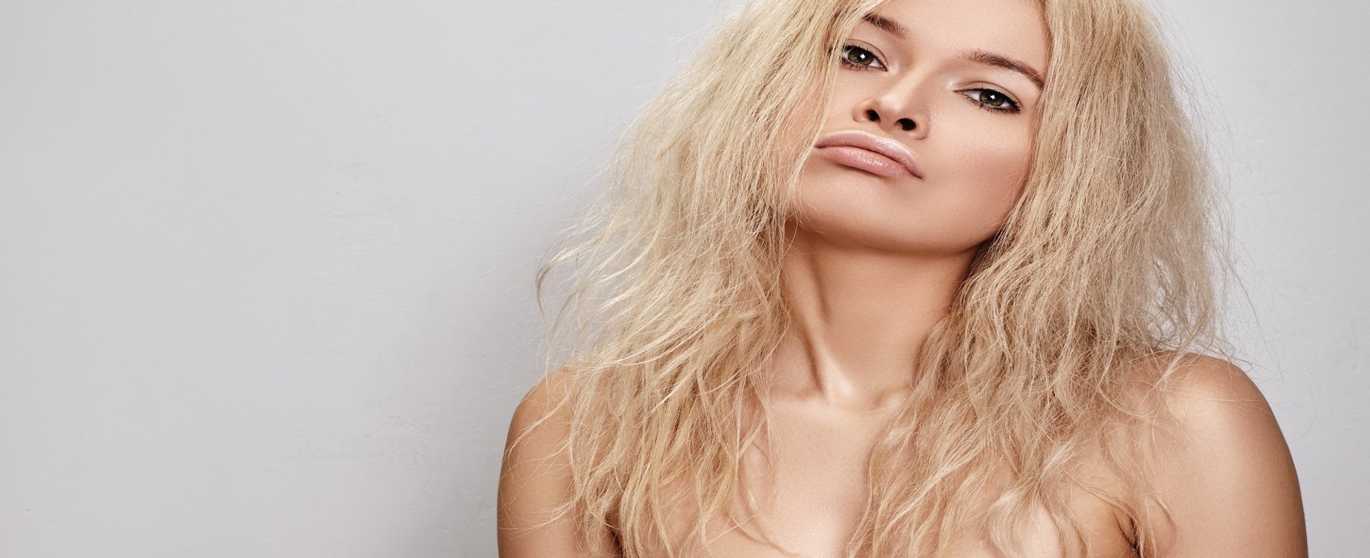 Modelo Loira Com Cabelo Ressecado