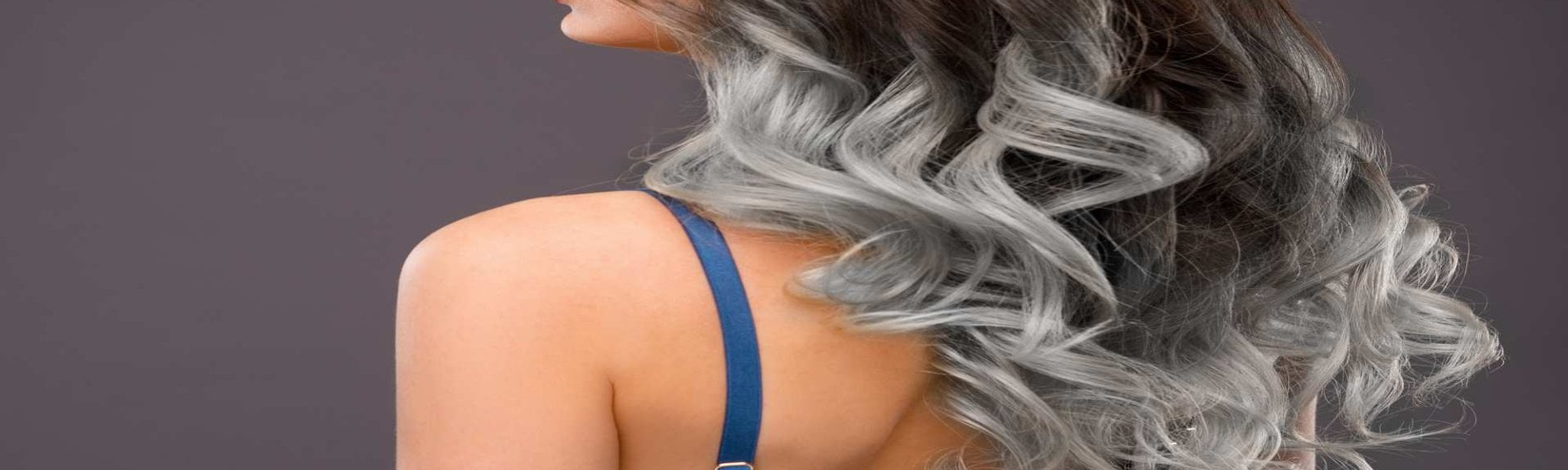 Modelo De Costas Com Cabelo Preto E Mechas Cinzas