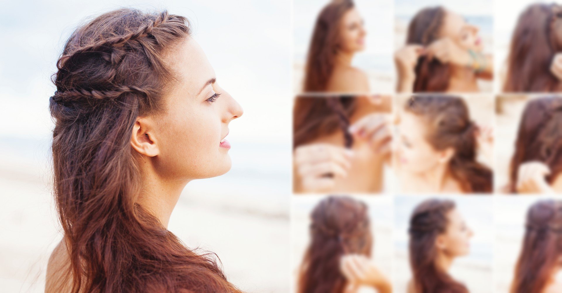 Modelo branca com trança em cabelo semi preso