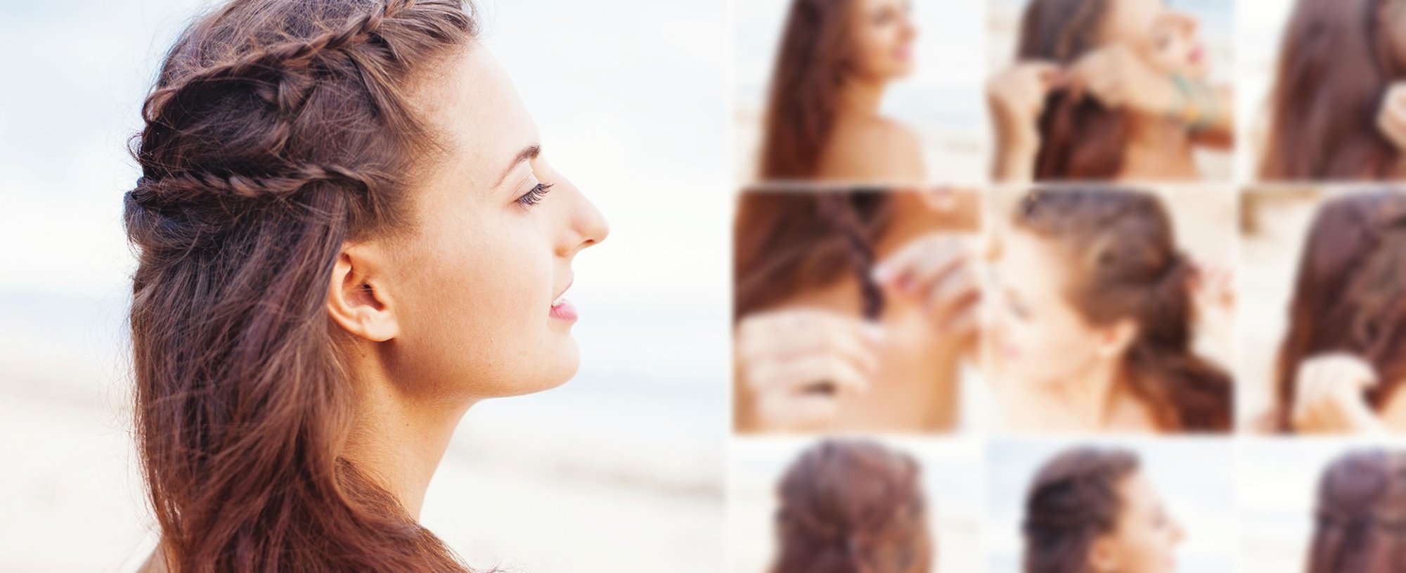 Modelo branca com trança em cabelo semi preso