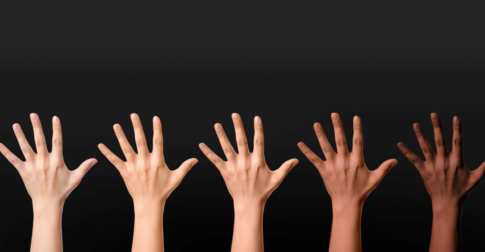 várias mãos ilustrando cores e etnias