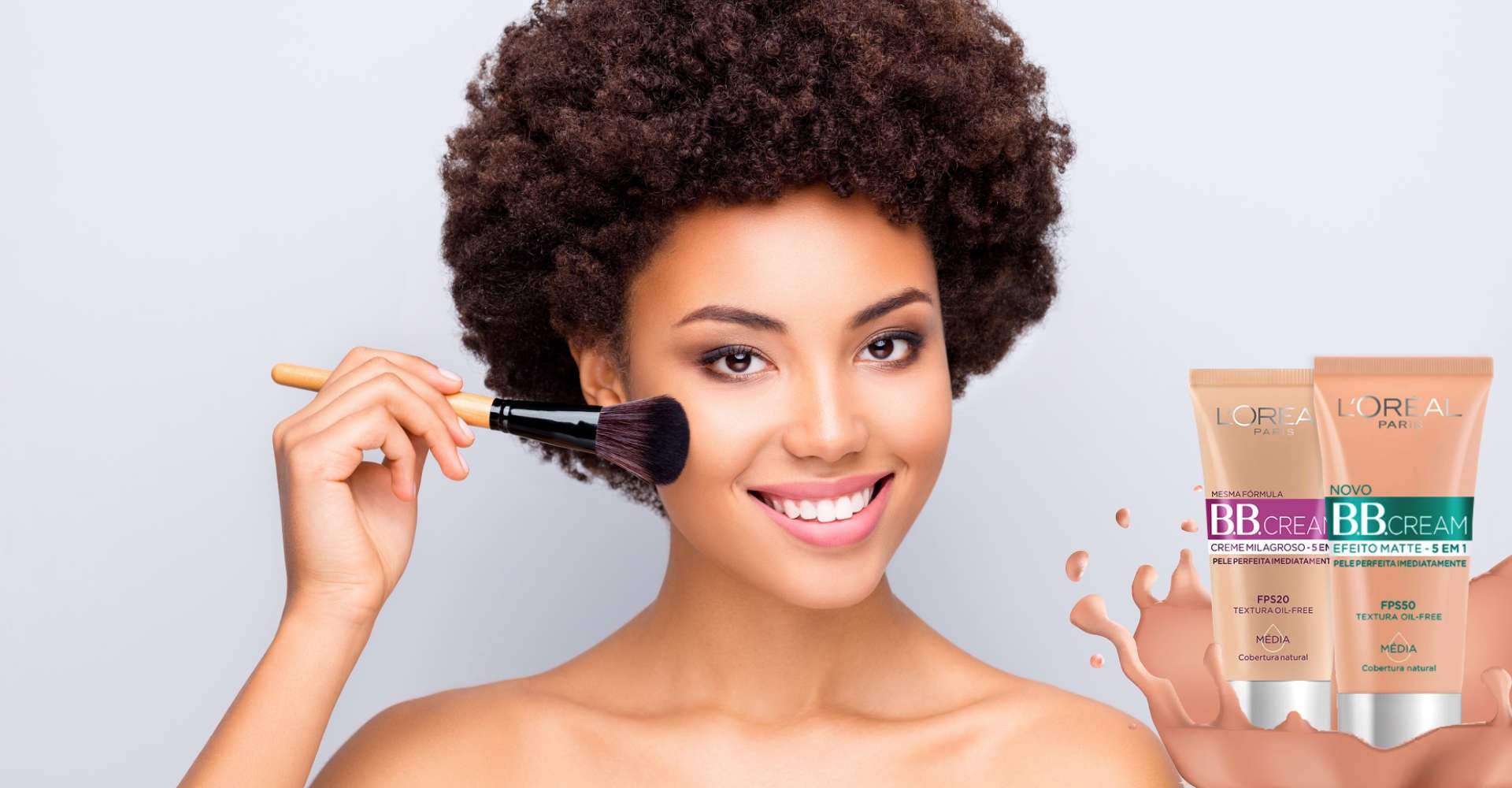 mulher passando base bb cream no rosto