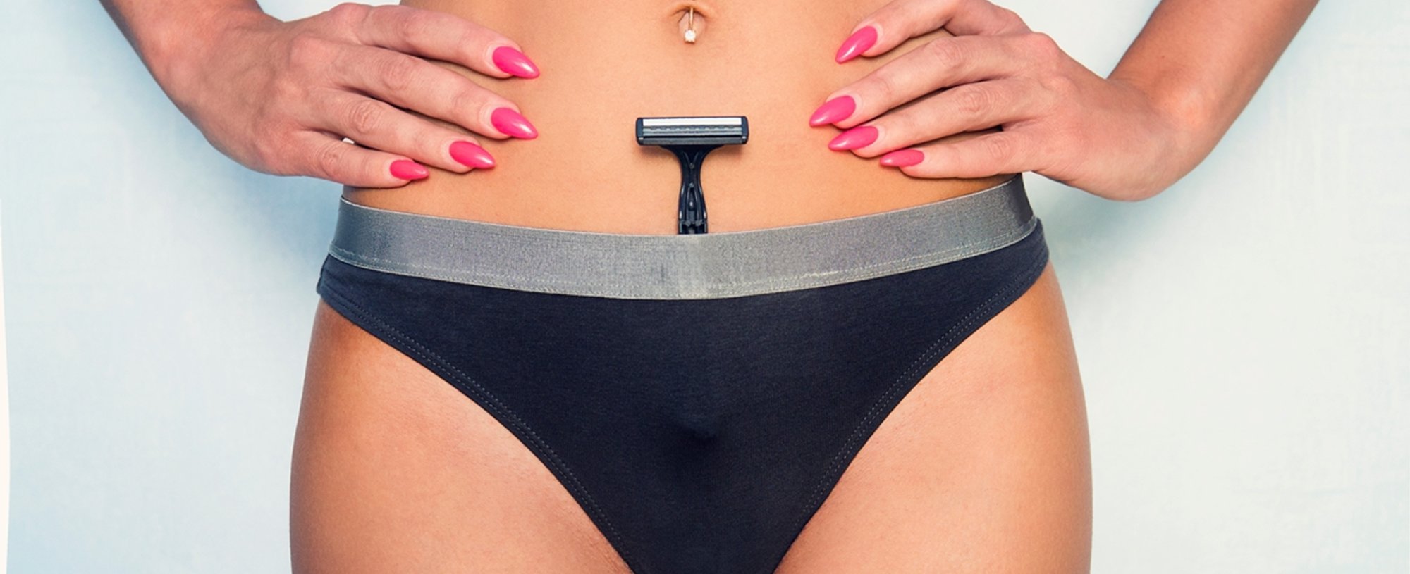 Imagem mostra uma virilha de mulher.