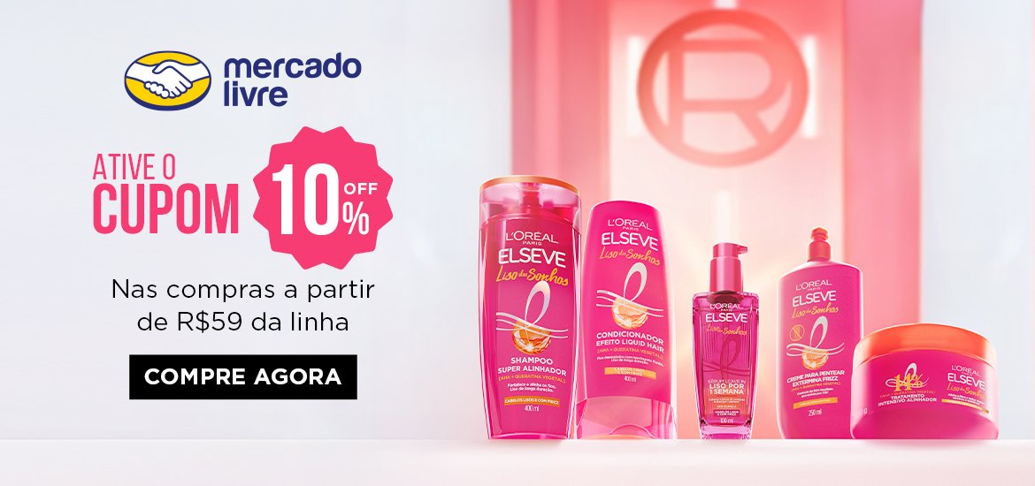 Cupom de 10% Mercado Livre - em compras a partir de R$59,00 da linha. Clique aqui!