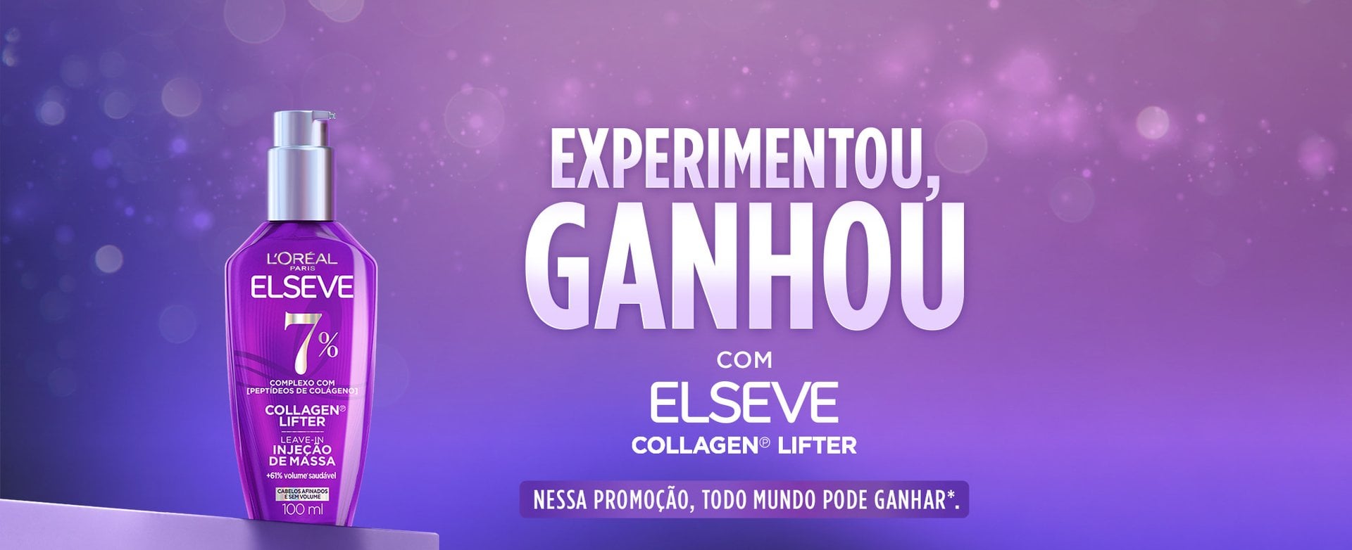 Banner Experimentou, ganhou com Elseve Collagen Lifter