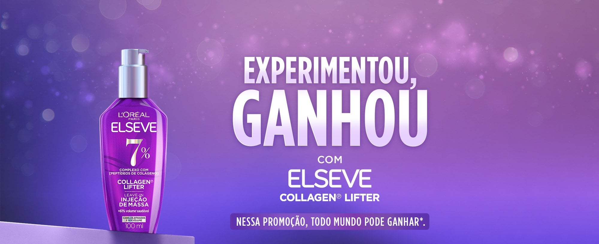 Banner Experimentou, ganhou com Elseve Collagen Lifter