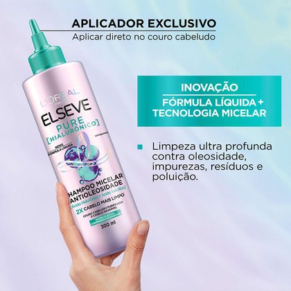 Imagem Shampoo Micelar Antioleosidade 300ml | Benefícios | Pure Hialurônico | L'Oréal Paris