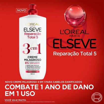 Imagem Creme Milagroso 3 em 1 500ml | Benefícios | Elseve Reparação Total 5