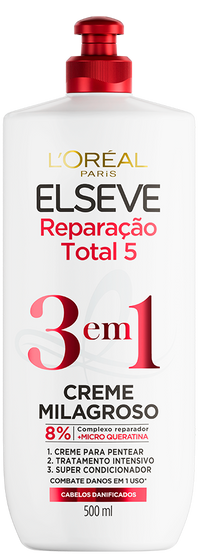 Imagem Creme Milagroso 3 em 1 500ml | Packshot | Elseve Reparação Total 5