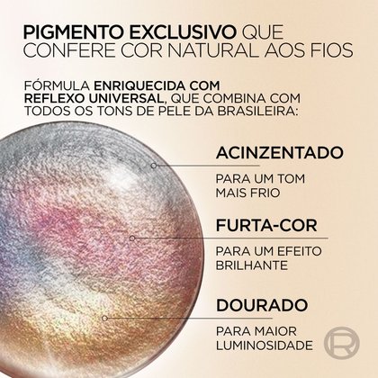 Detalhe de textura perolada e iridescente destacando os três tipos de reflexo para um resultado natural em todos os tons de pele.