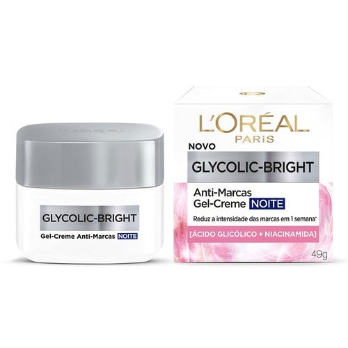 Imagem Gel-Creme Anti-Marcas Noite | Caixa + Packshot | Glycolic-Bright | L'Oréal Paris