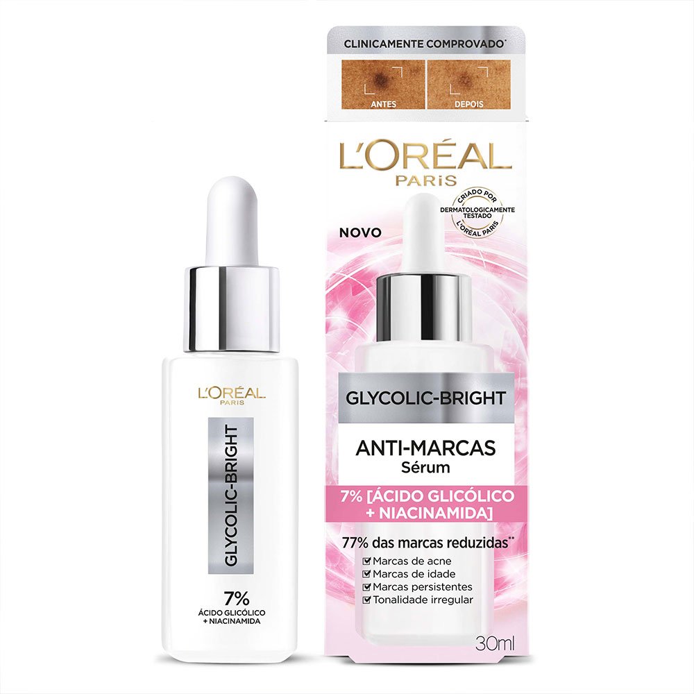 Imagem Sérum Anti-Marcas | Packshot + Caixa | Glycolic - Bright | L'Oréal Paris