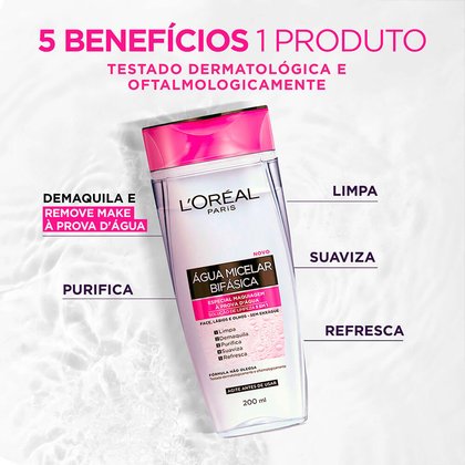 Imagem Água Micelar Bifásica 200ml | Benefícios | L'Oréal Paris
