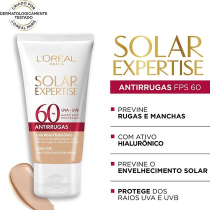 Imagem Protetor Facial FPS 60 Antirrugas Beneficios Com Cor