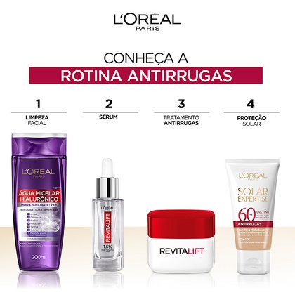 Imagem mostrando a rotina com o Protetor Facial FPS 60 Antirrugas Rotina Antirrugas com cor | L'Oréal Paris