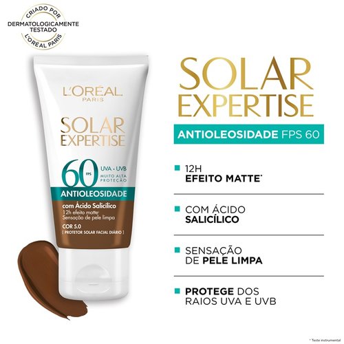 Protetor Solar Facial Antioleosidade Cor Negra FPS 60 Solar Expertise